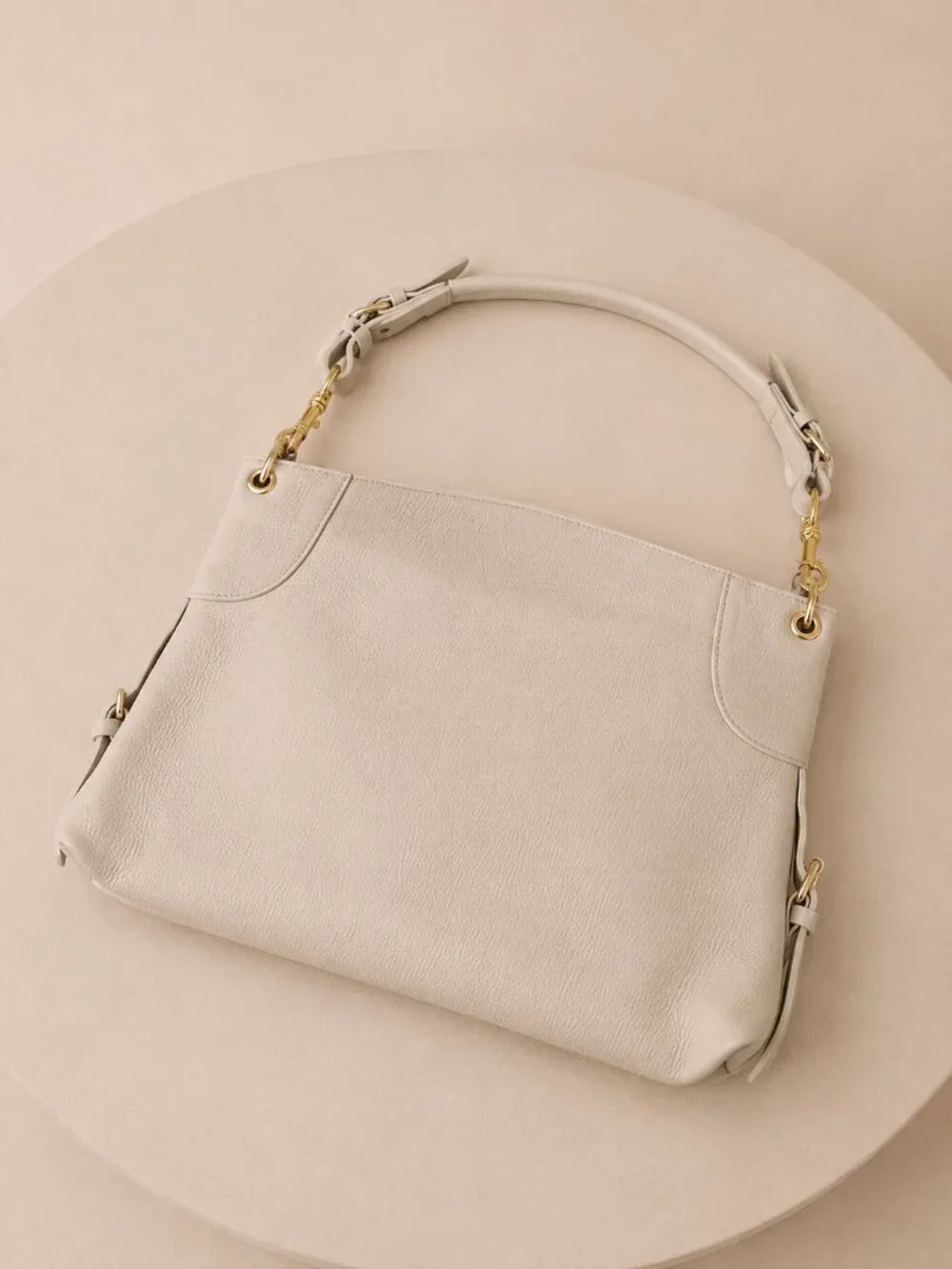 Italian Leather Slouchy Hobo Bag, East-West Minimalist Everyday Tote